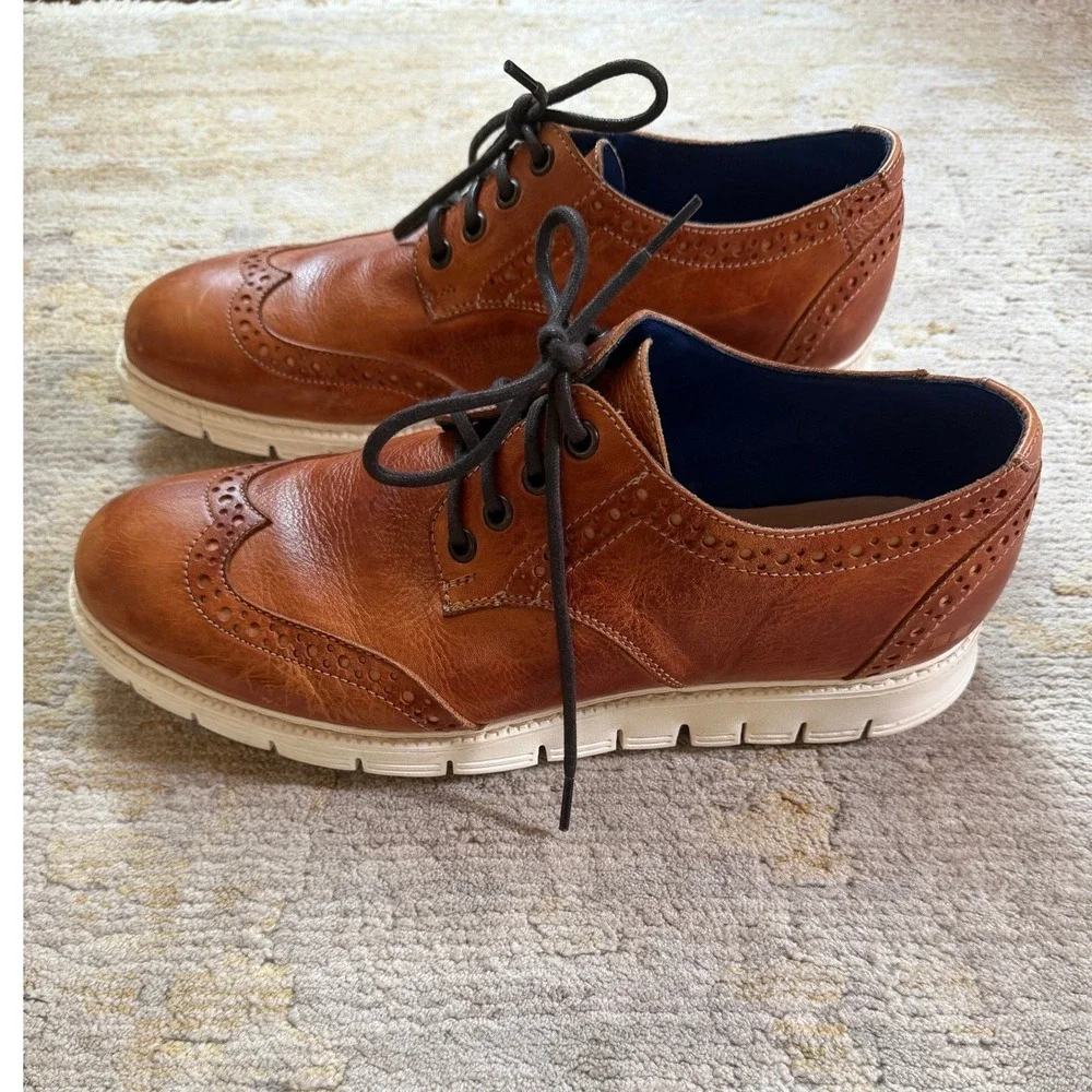Bed Stu Cayuga Wingtip Oxford Shoes Men 8 Tan Leather Cognac